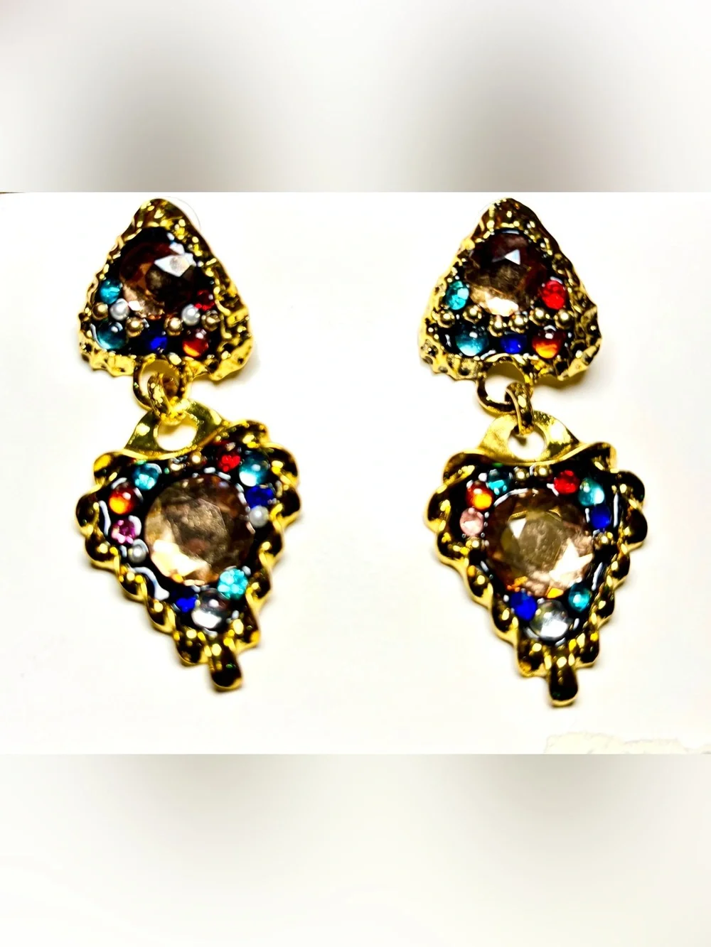 Vintage Multicolor Rhinestone Statement Earrings